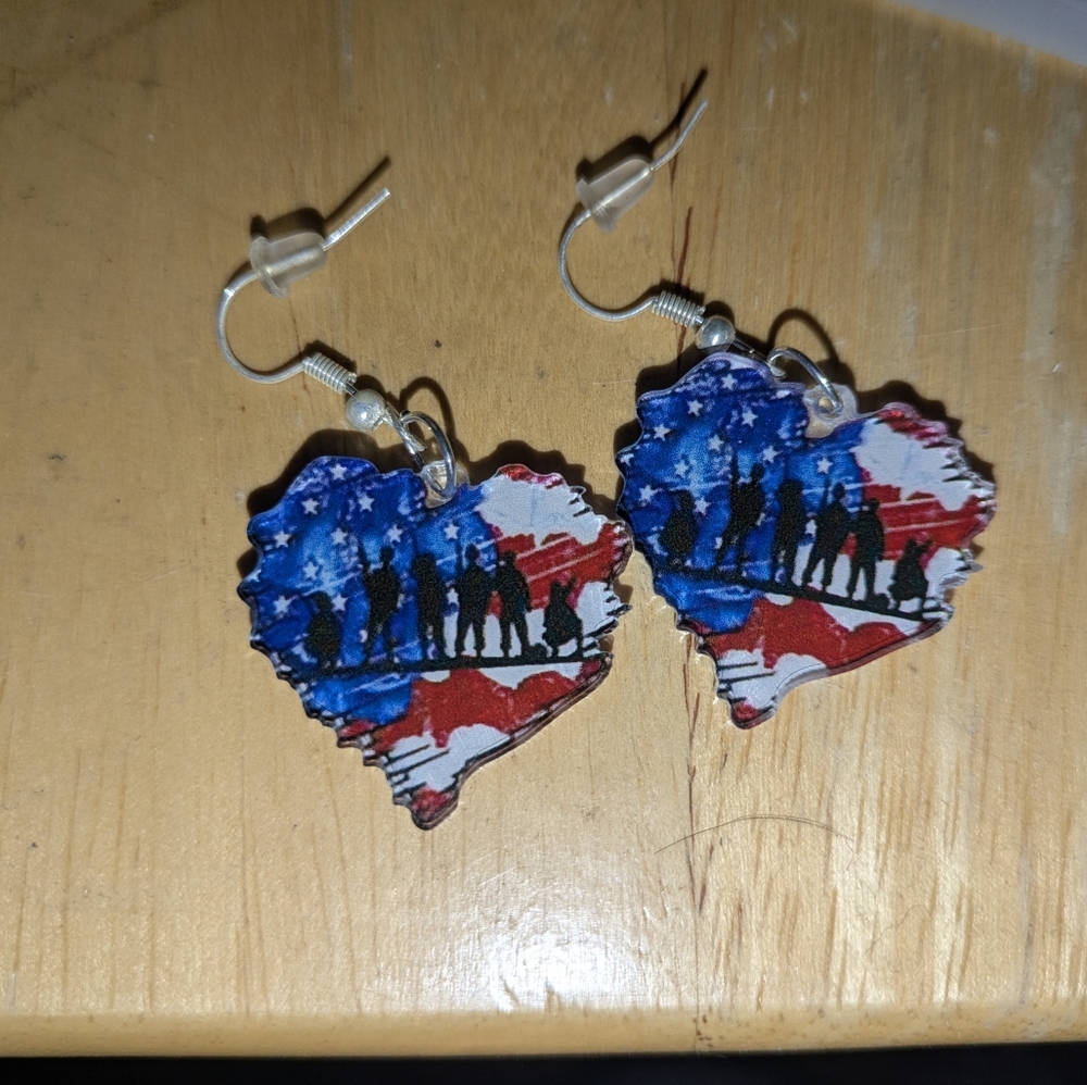 Heart-Shaped Patriotic Earrings